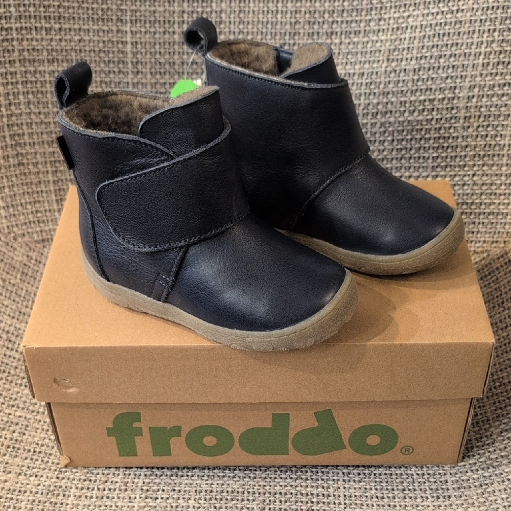Froddo Kids Navy Boots With Real Fur Lining